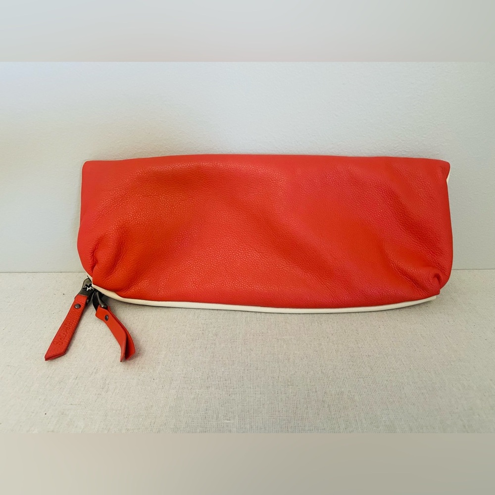 Splendid Vibrant salmon leather Clutch NWT